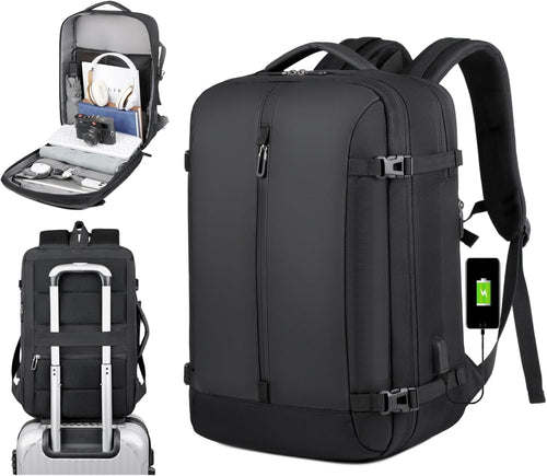 40L Utvidbar Vanntett Reiseryggsekk med USB-port og 17” Laptop-futteral – AirVoyage | Skanto