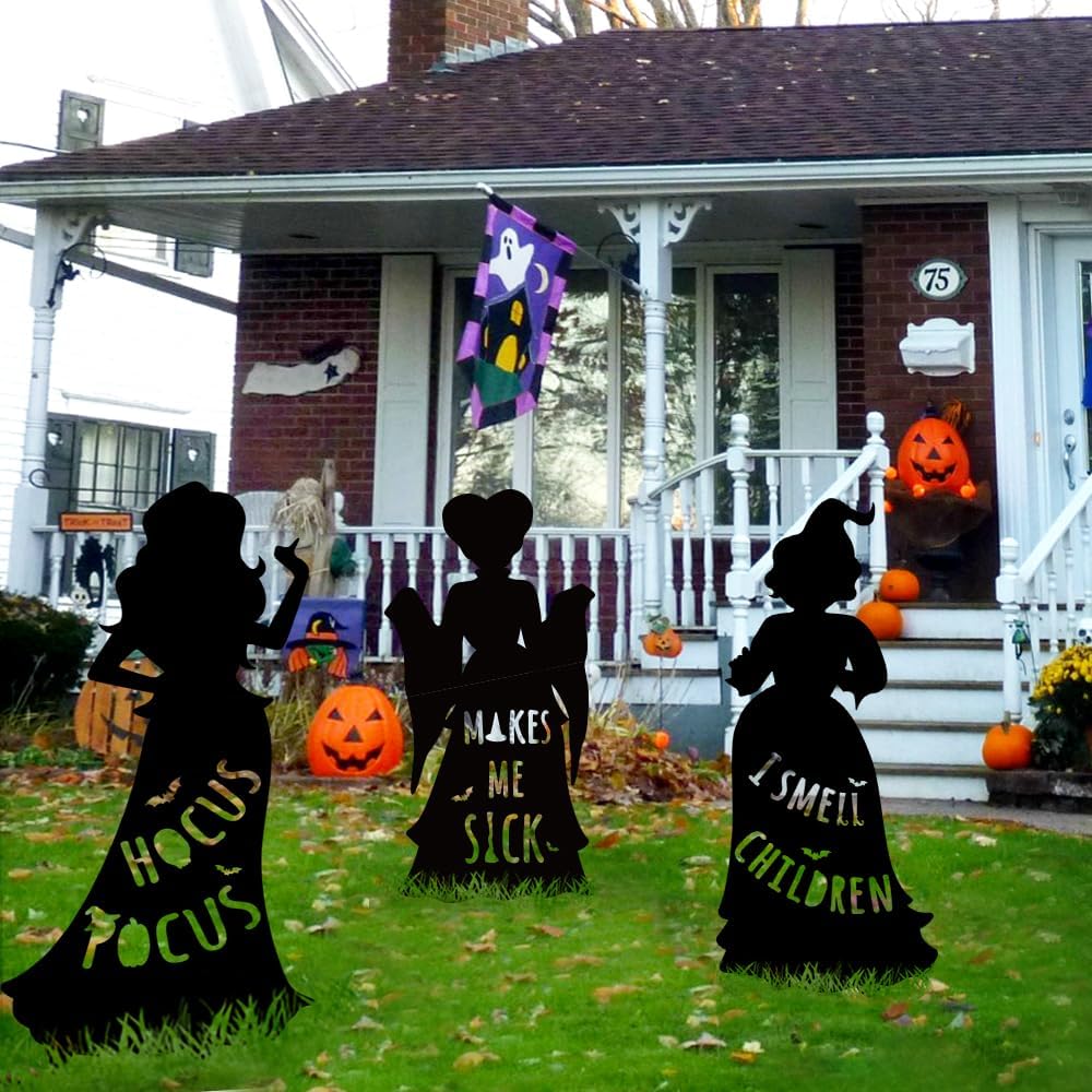 Hocus Pocus Heksesøstre Halloween Hagedekorasjon (3-PCS) Skanto