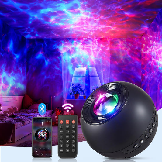 Norvo | One Fire Star Prosjektor Galaxylight Med Bluetooth, Hvit Støy, Fjernkontroll Timer For Barnerom