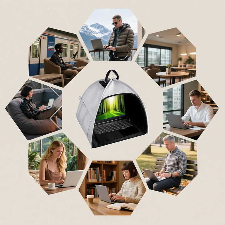 Skanto | Laptop Solskjerm – Sammenleggbar Anti-blendings Personvernstelt for 13–16" Enheter – Travory