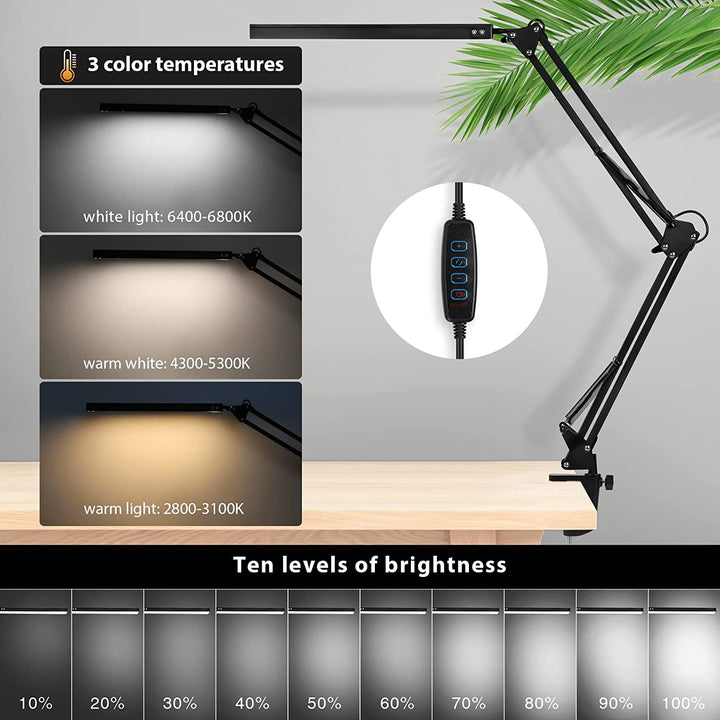 LED Skrivebordslampe Klemme Lys Dimmbar 10W | Skanto