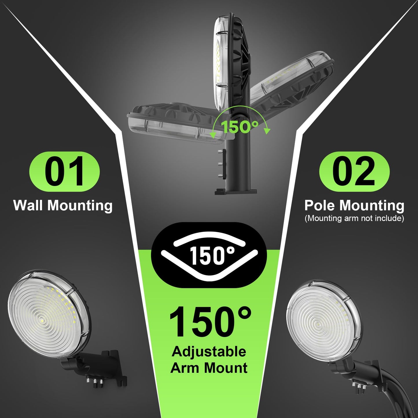 Norvo | Karjoefar 70W Led Barn Lys, 8000Lm Dusk Til Dawn, Vanntett Justerbar Utendørs Flomlys