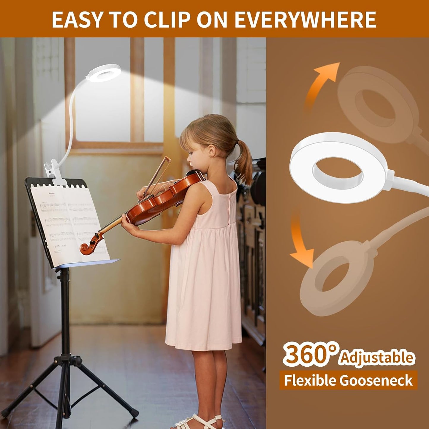 Norvo | 3 Farge Modus LED Skrivebord Klem Lampe med & Fleksibel Gås Nakke – Selvara (1+1 GRATIS)