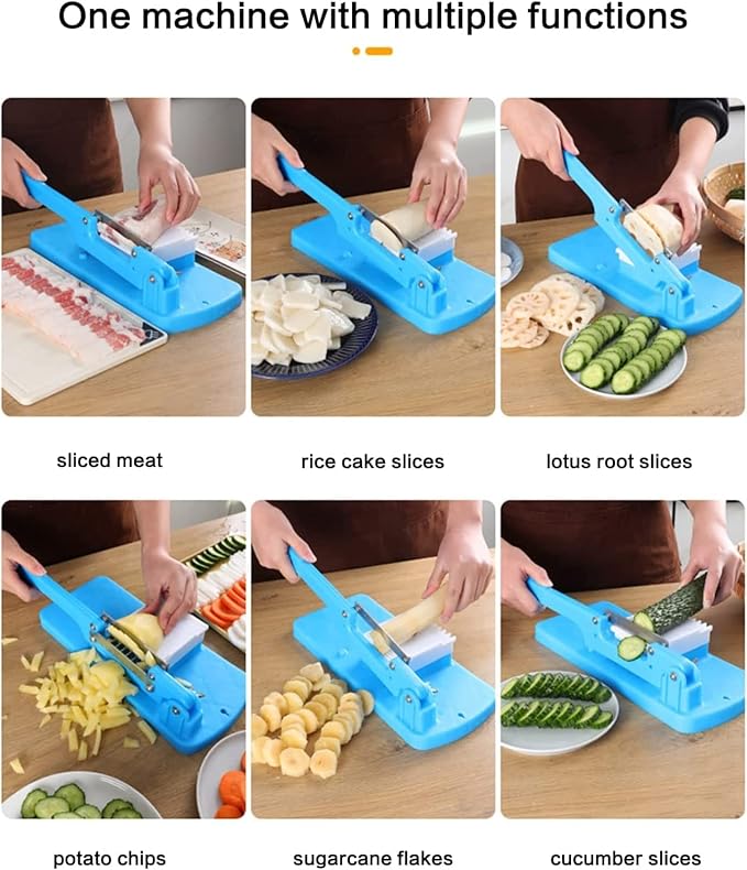 Skanto | Manuell Multifunksjonell Mat Slicer – Robust Kjøtt- og Grønnsakskiver for Frosne Varer