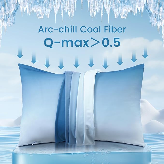 2 Pak Blå Kjølepillowcases – Pustende, Myke, Hud- og Hårbeskyttende | Skanto