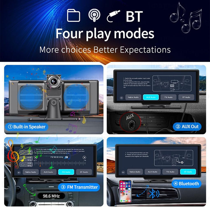 Skanto | CarVision Pro – Smart Bilskjerm med Apple CarPlay, Android Auto & Dashkamera