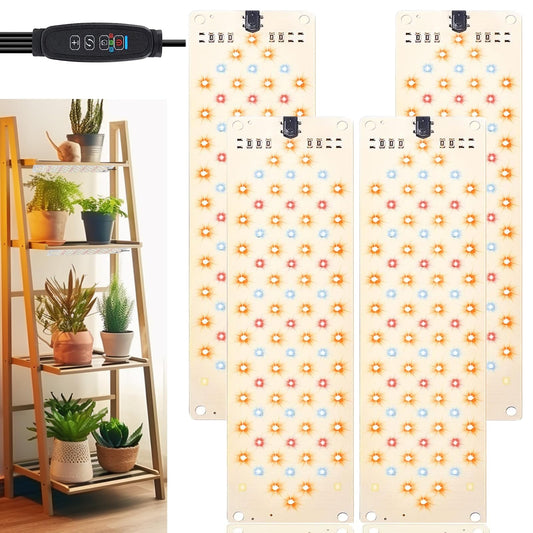 Norvo | Vekstlys, 40W Ultra-Tynn Panelvekstlys For Innendørs Planter, 316Leds Fullspektrum Vekstlys For Under Skap Plante, Vekstlampe Med 3/9/12H Timer, 10 Dimmbare Nivåer For Plantevekst (4Pcs)