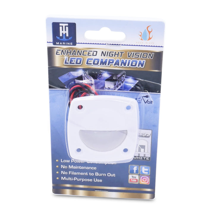 Skanto | T-H Marine Led Courtesy Light - Hvit Kvadratisk Lys For Båtinnvendig, Dekk, Eller Cockpit