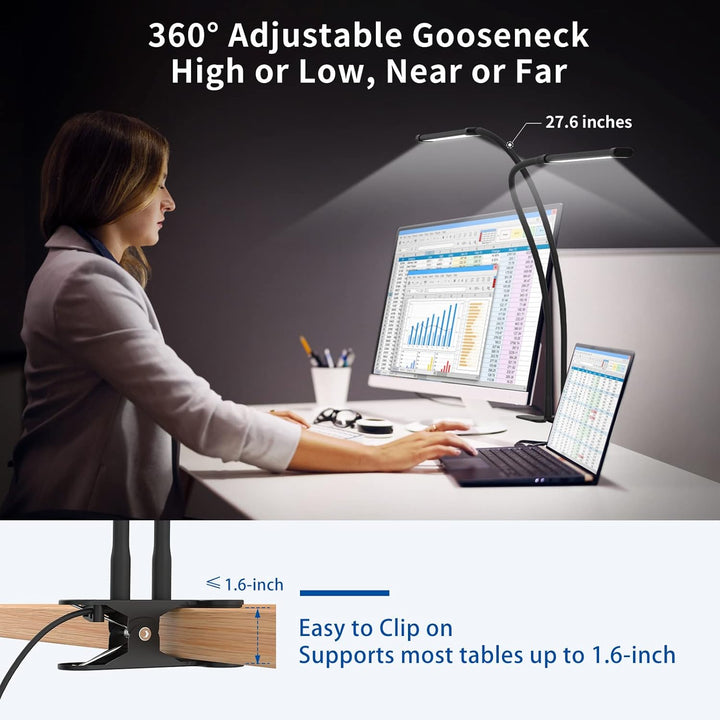 Frendorf | 77 LED skrivebordsklemme lampe med 70 cm fleksibel gåseneck – Ravien