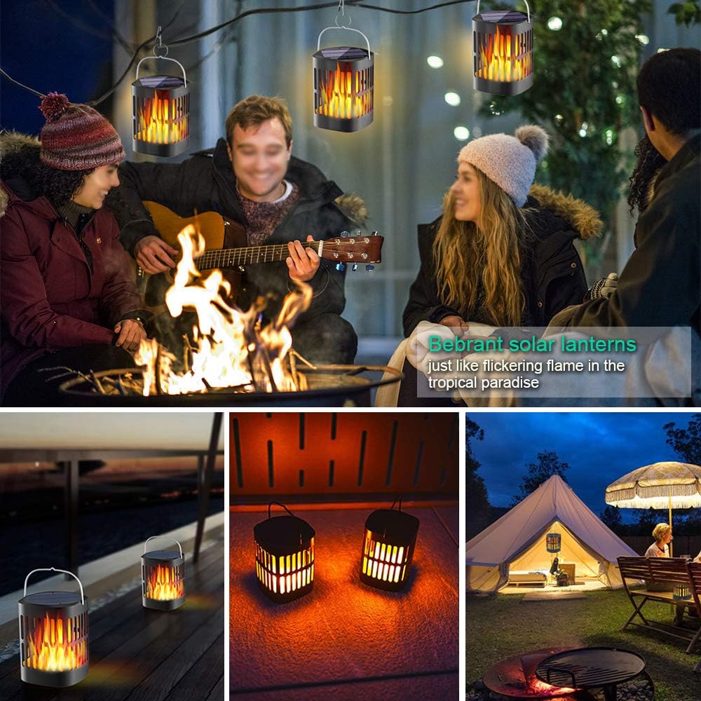 Skanto | Solar LED Flamme Lantern – Dekorativ utendørs belysning for hage og terrasse med hengemulighet