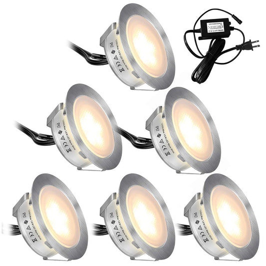 Norvo | Smy Lighting 6-Pack Led Deck Lights, Vanntett Ip67, Varm Hvit, Rustfritt Stål, Lav Spenning