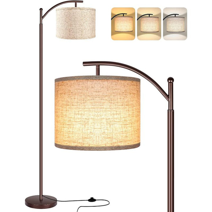 Skanto | Gulvlampe med 3 fargetemperaturer LED-pære, gulvlampe høy industriell gulvlampe for lesing på soverom, kontor, hvit lampeskjerm inkludert