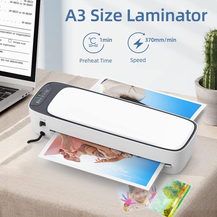 Skanto | A3 Skrivbord Laminator Sett med Varme- og Kjølemodus og 6-i-1 Funksjoner – Lexaro