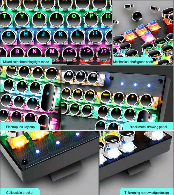 Mechanische Gaming-Tastatur med 87 Tasten, RGB-Hintergrundbeleuchtung og blauen Schaltern