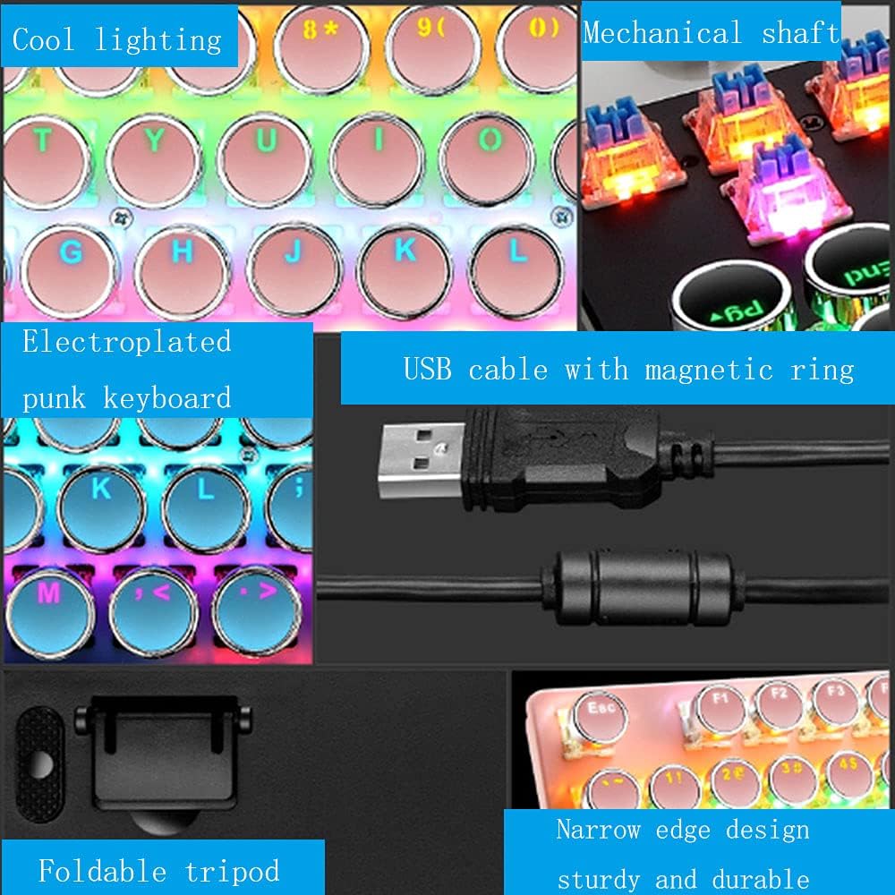 Mechanische Gaming-Tastatur med 87 Tasten, RGB-Hintergrundbeleuchtung og blauen Schaltern