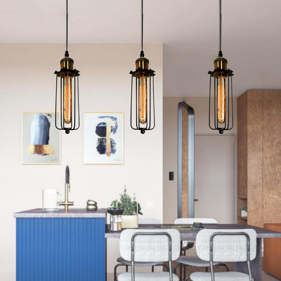 Skanto | Industriell Pendellampe i Retro Design – Vintage Hengelampe med Metallgitter