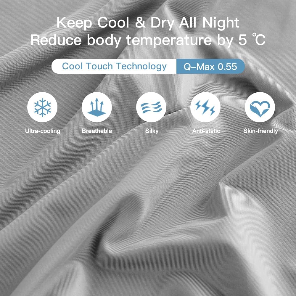 2-Pack Kjølepillowcases – Q-Max >0.5 , Anti-Statisk, Skult Glidelås,, Farge Grå | Skanto