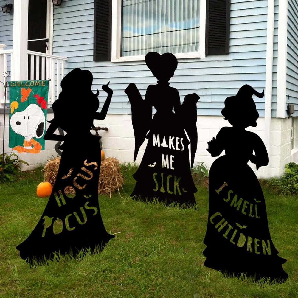 Hocus Pocus Heksesøstre Halloween Hagedekorasjon (3-PCS) Skanto