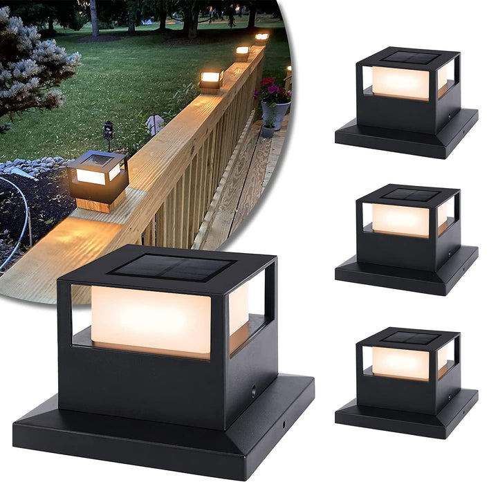 Skanto | Viewsun Solcelle Postlys 4 Pakke - Vanntette Led Hekkslys For 4X4, 5X5, 6X