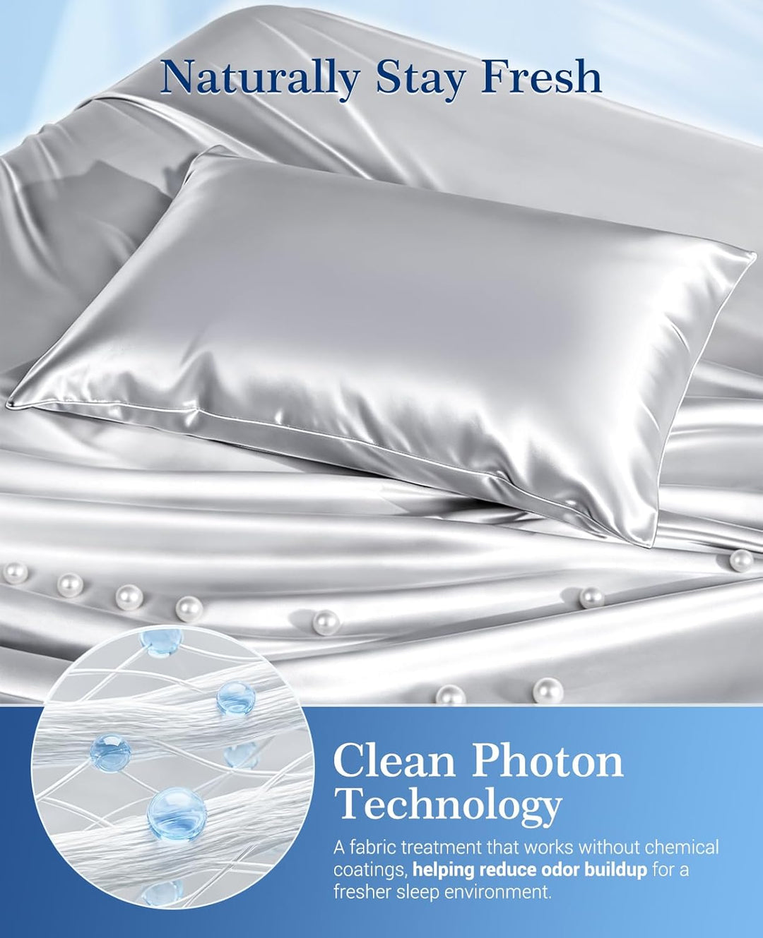 Kjølepillowcases Q-max>0.5, 2-Pack, Myk & Hårvennlig - Sølvgrå | Skanto