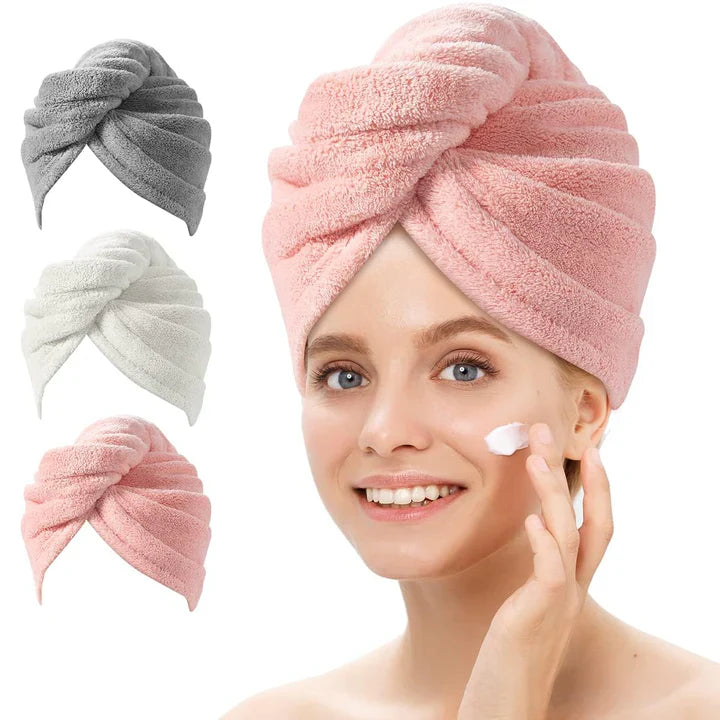 Skanto | Mikrofiber Hårhåndkle Sett | 3 Pakke for Rask Tørking
