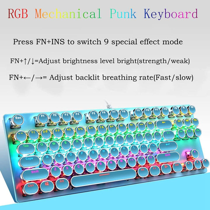 Skanto | 87-Tast Mekanisk Gaming Tastatur RGB Bakgrunnsbelyst Blå Bryter