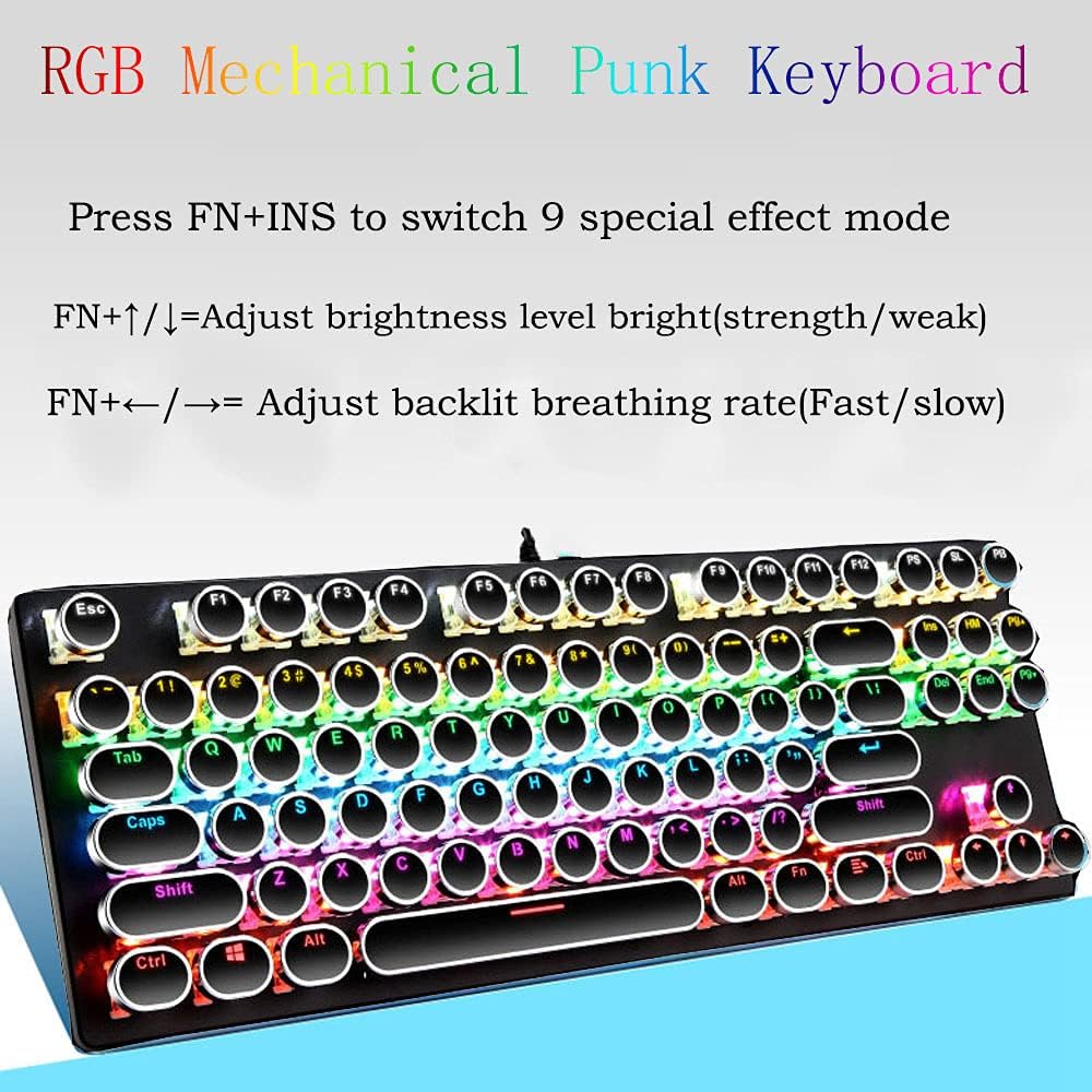 Skanto | 87-Tast Mekanisk Gaming Tastatur RGB Bakgrunnsbelyst Blå Bryter