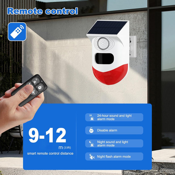 Skanto | Solbevegelsessensoralarm med 120dB sirene og LED strobe – Feronix