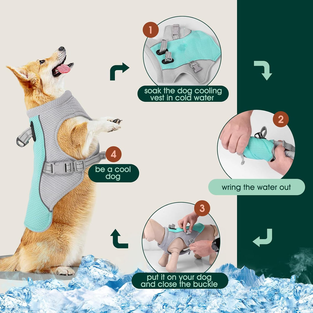 Skanto | Sommer Reflekterende Hundekjølevest & Hurtigutløsningssele