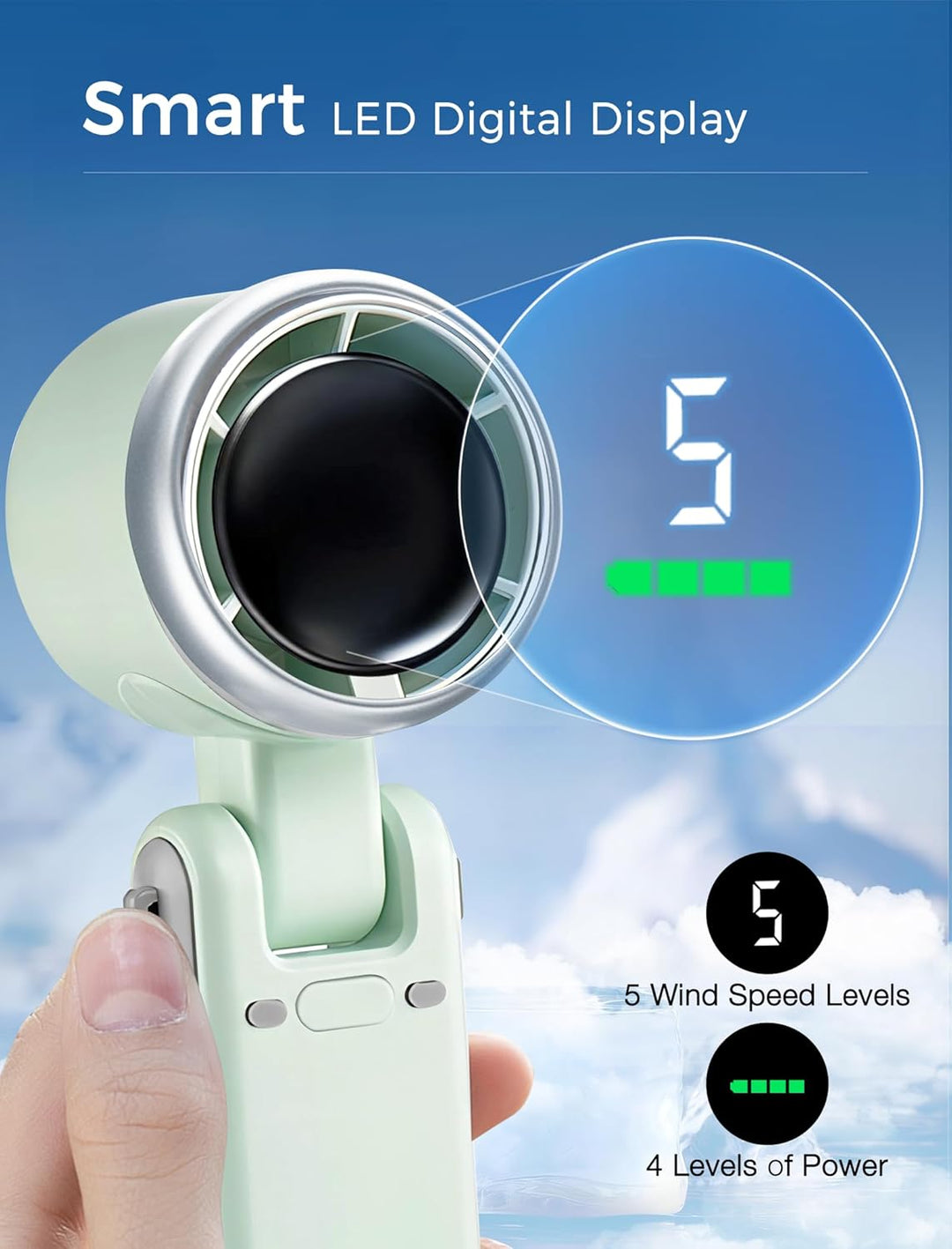 3-i-1 Mini Håndholdt Turbo Vifte – Skrivebord, Nakke & Bærbar Kjølevifte (Oppladbar) | Skanto