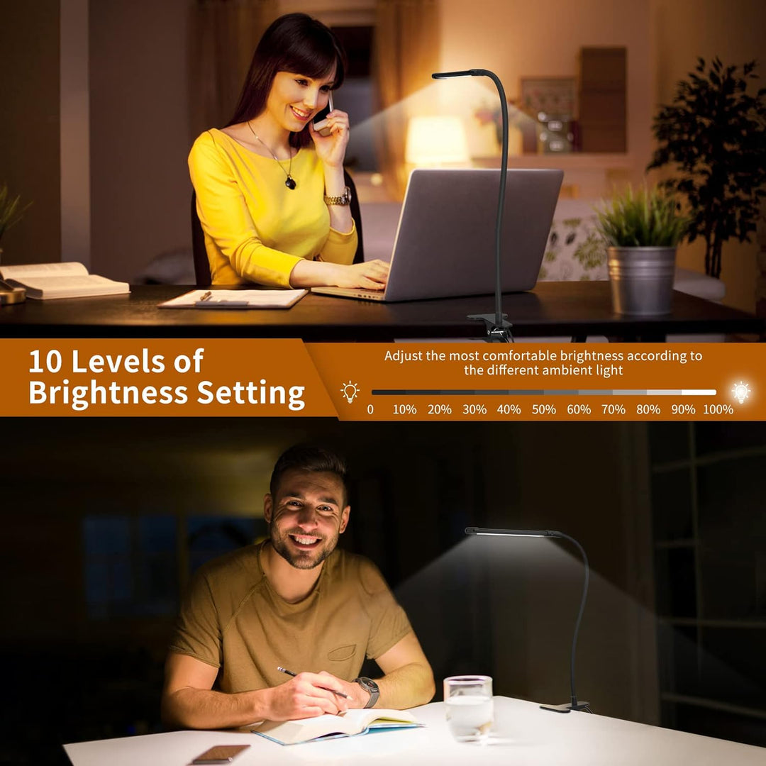 Skanto | 77 LED Skrivebord Klemme Lampe med USB Strøm & Fleksibel Gåsehalefeste – Serava