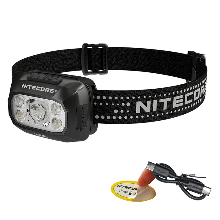 Skanto | Nitecore Nu30 500 Lumen Oppladbar Hodelykt - Hvit & Rød Stråler, Svart
