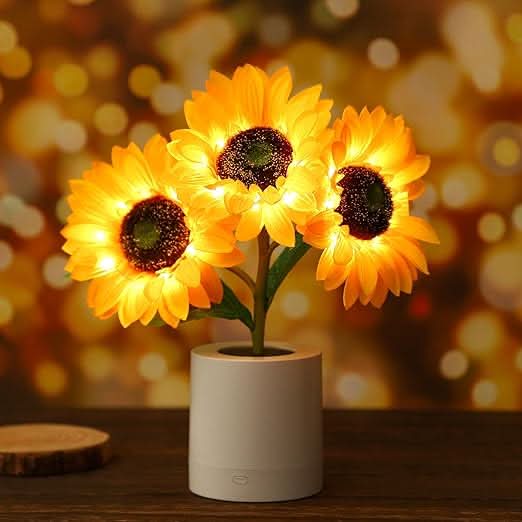 Skanto | Skinnende Solsikke LED Bordlampe
