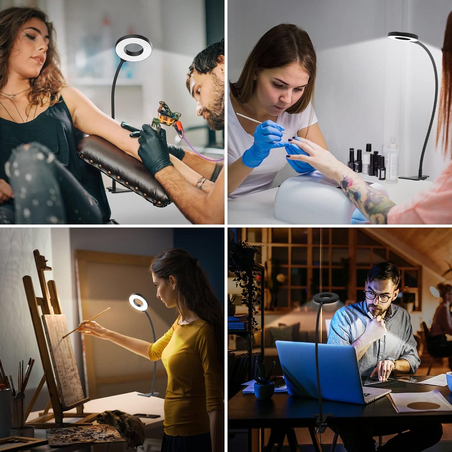 Norvo | 3 Farge Modus LED Skrivebord Klem Lampe med & Fleksibel Gås Nakke – Selvara (1+1 GRATIS)