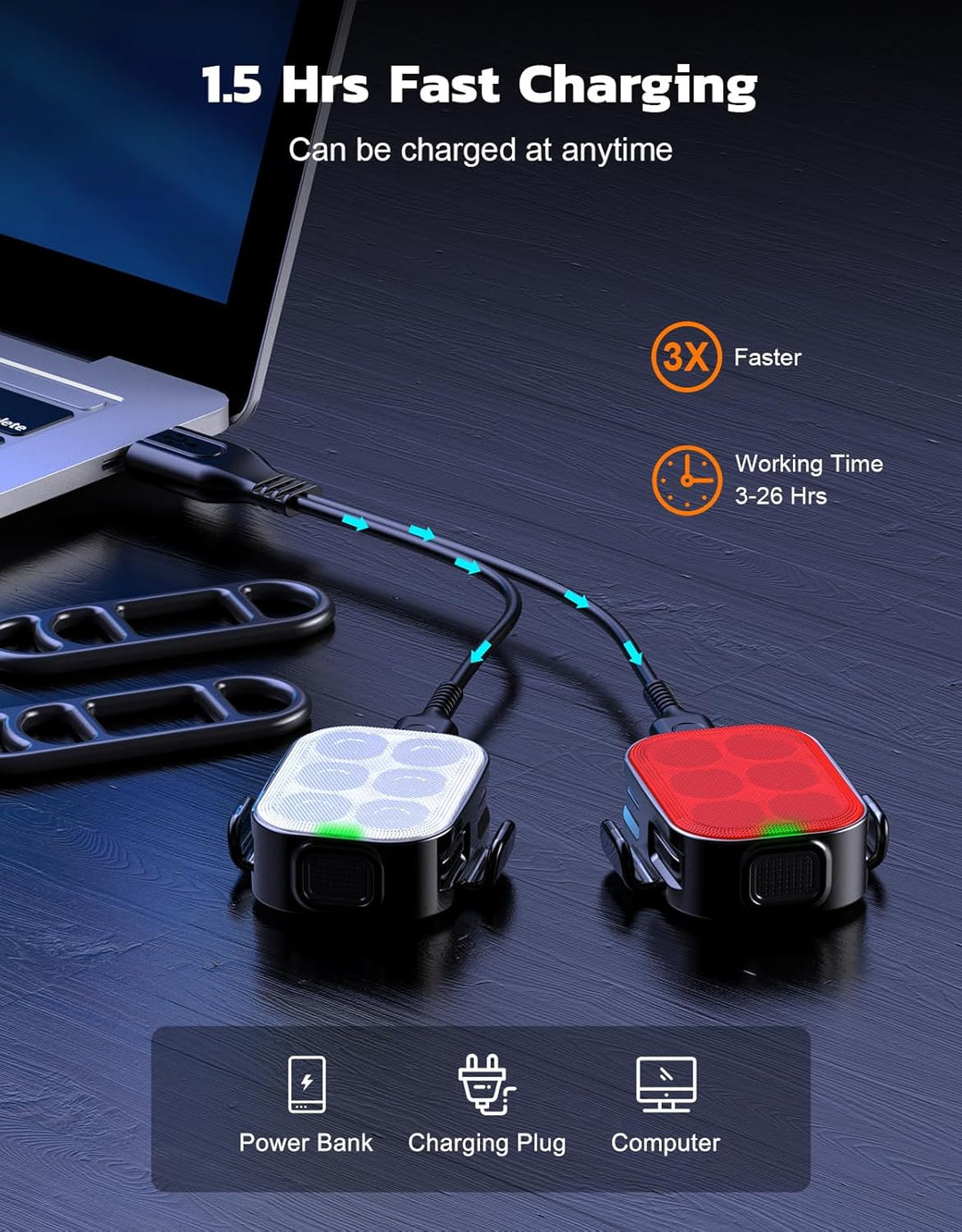 Skanto | Ultra Slim USB Oppladbart Sykkel Lys Sett med 4+6 Moduser – SlimBeam
