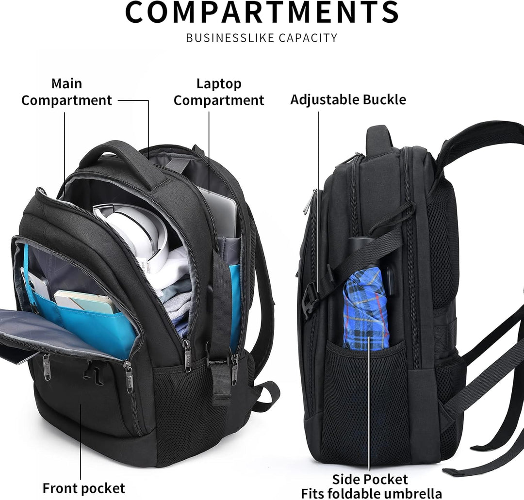 Vanntett reise laptop ryggsekk med USB-port og organisert lagring | Skanto