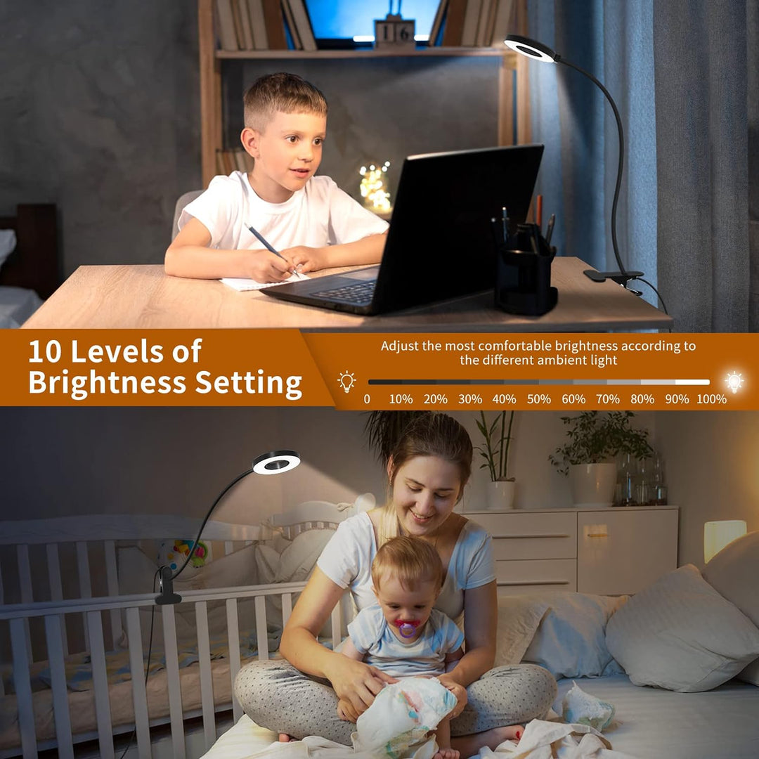 Skanto | 3 fargemodi LED-bordklemmlampe med & fleksibel gåsnek – Selvara (1+1 GRATIS)