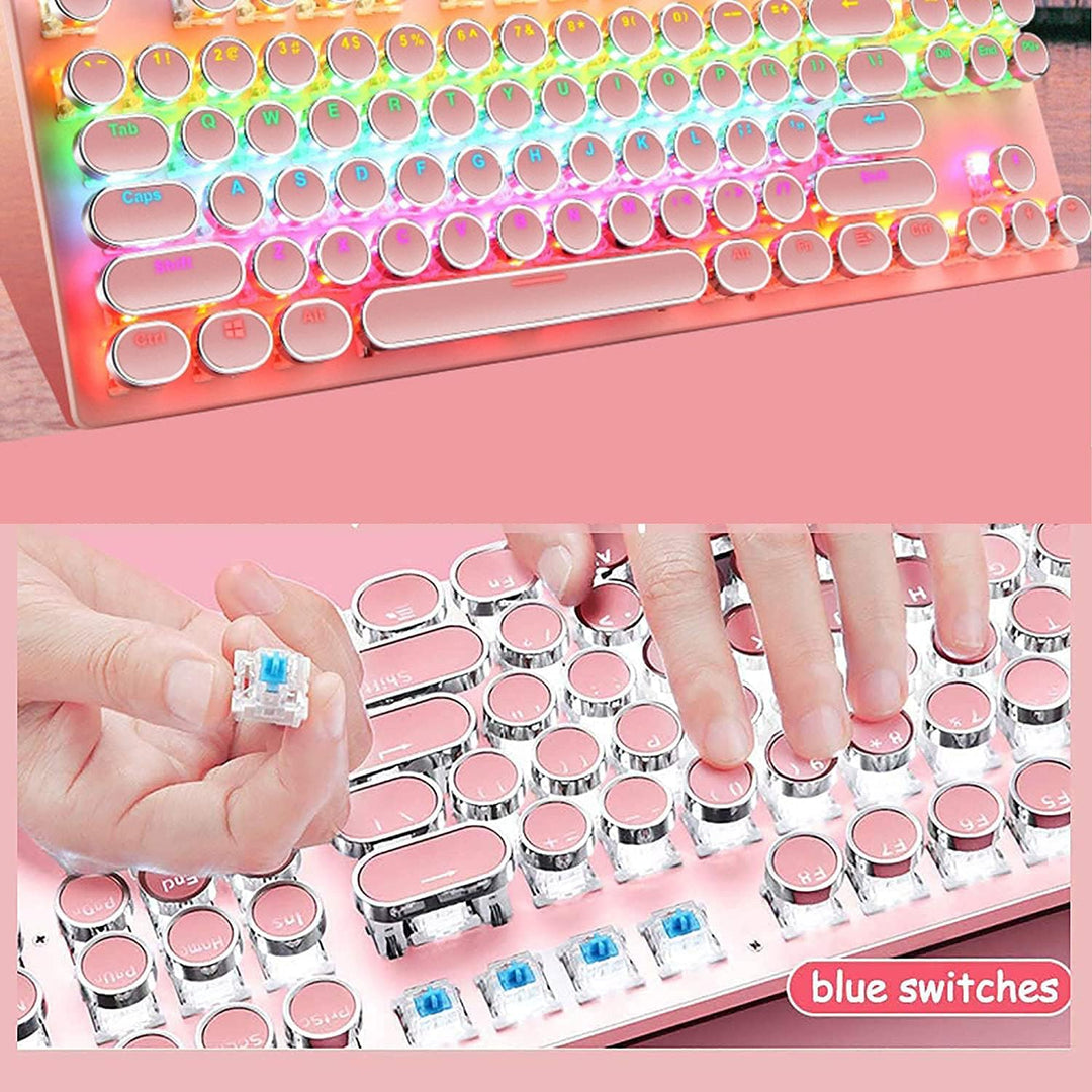 Mechanische Gaming-Tastatur med 87 Tasten, RGB-Hintergrundbeleuchtung og blauen Schaltern