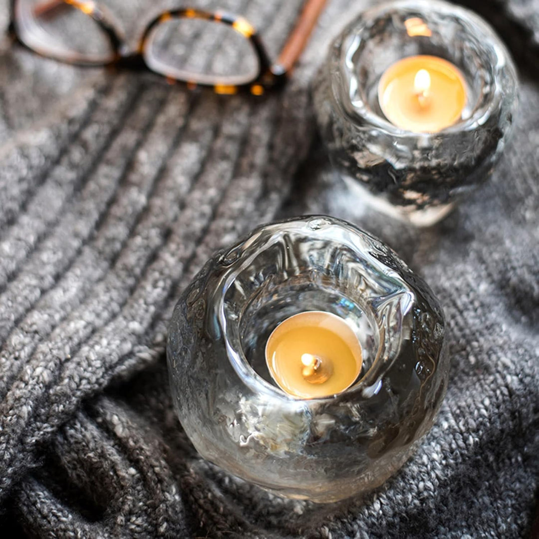 Skanto | Glass Tealight Holder – Dekorativt Lysestake laget av Klart Glass for Koselig Belysning