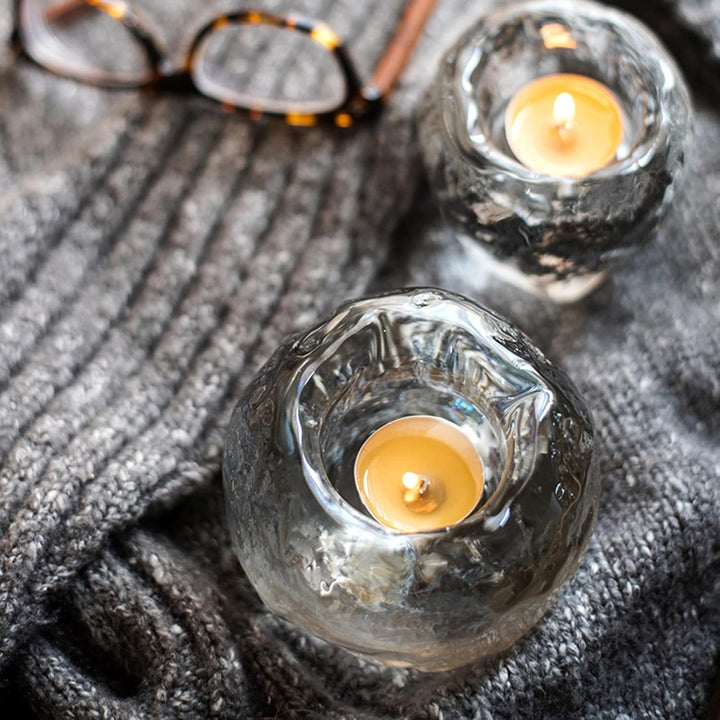 Skanto | Glass Tealight Holder – Dekorativt Lysestake laget av Klart Glass for Koselig Belysning