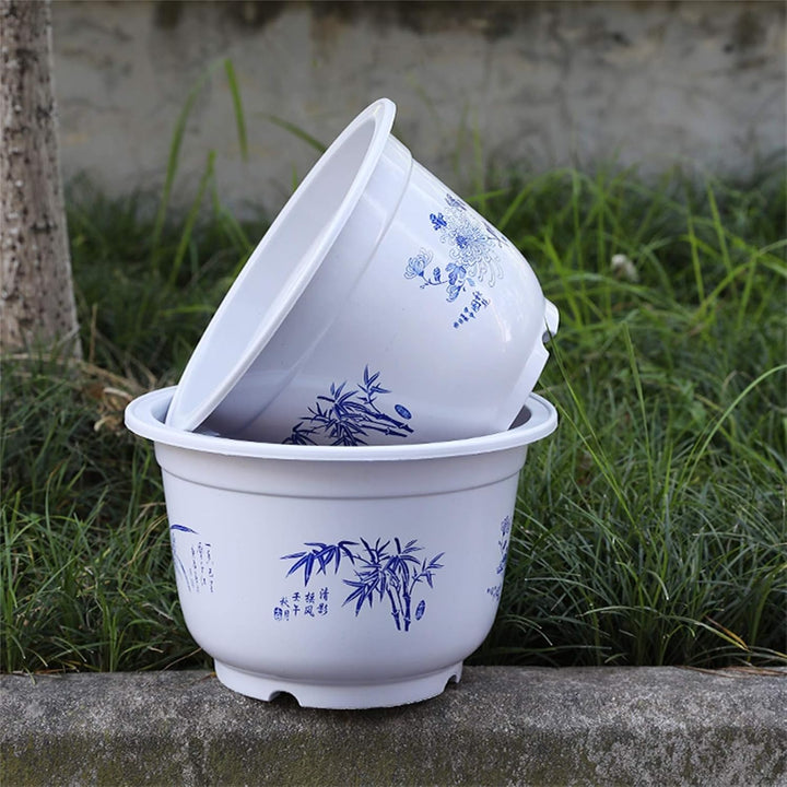 Skanto | Plastblomsterkrukke med bambusmotiv – Elegant planter for balkong og hage
