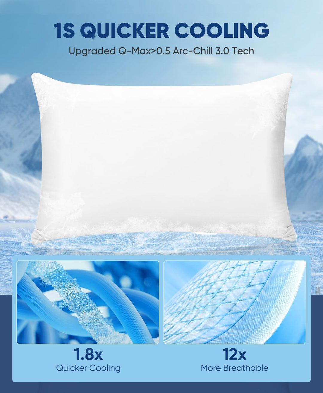 2-pack premium silke super kjøling hvite putevårder – ekstrem Q-Max 0.5 | Skanto