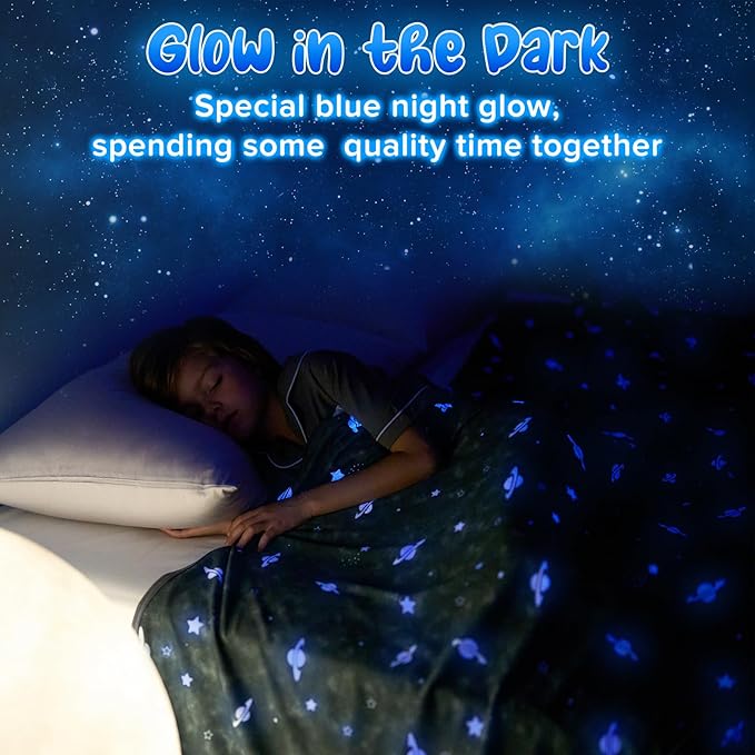 Glow-in-the-Dark Kjøleteppe For Barn– Q-Max > 0.5, Dobbeltsidig Farge Svart | Skanto