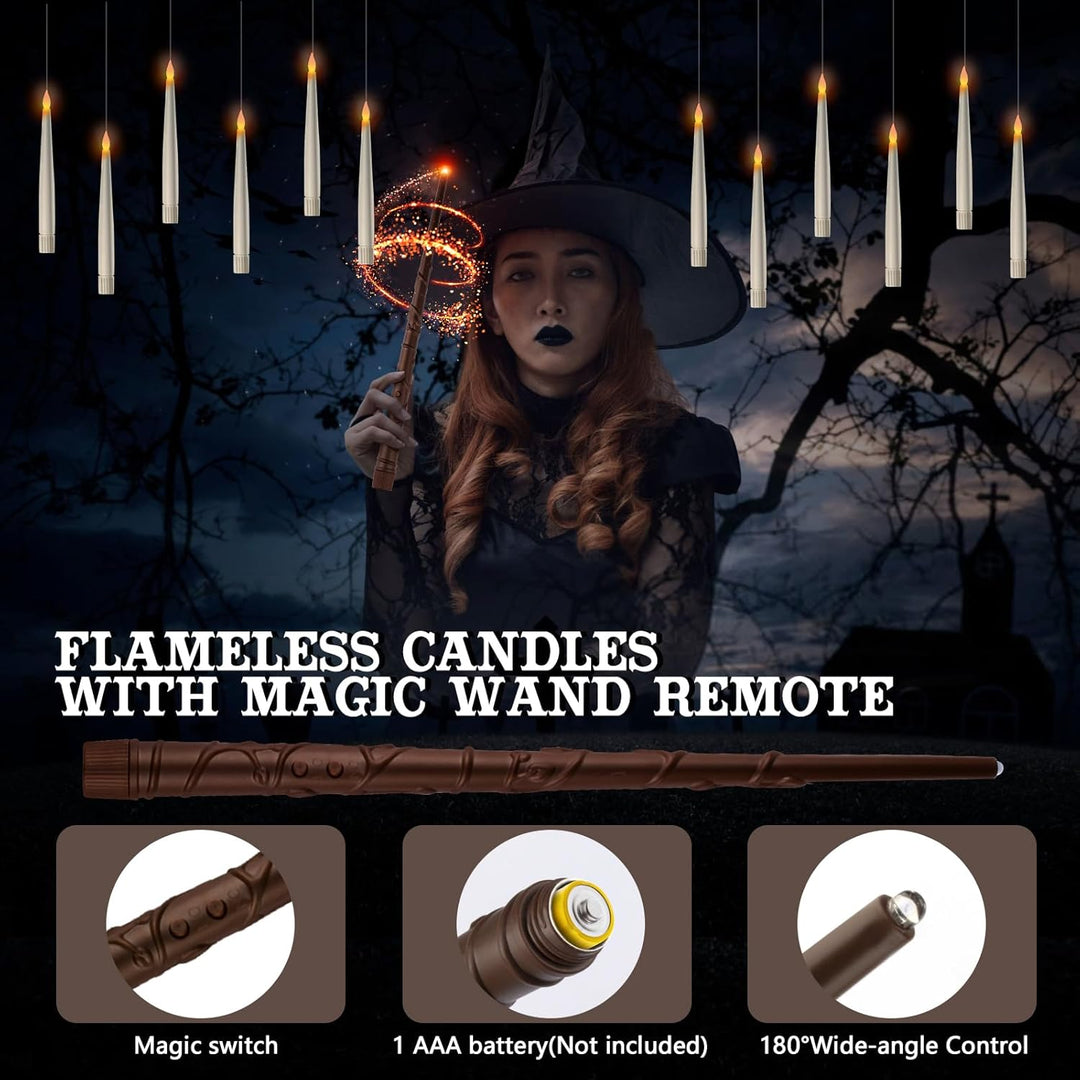 HALLOWEEN DEKORASJONSLYS - 20PCS FLYTENDE LYS MED STAVFJERNSTYRING - Skanto