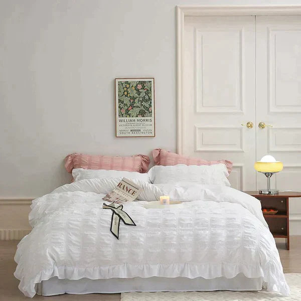 Icy Seersucker Sommer Kjøl Quilt Blonde 4-delt Sett | Skanto