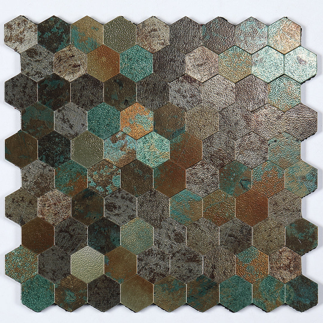 Moderne Peel & Stick metallmosaikkflis sekskant Peel & Stick T-baneflis