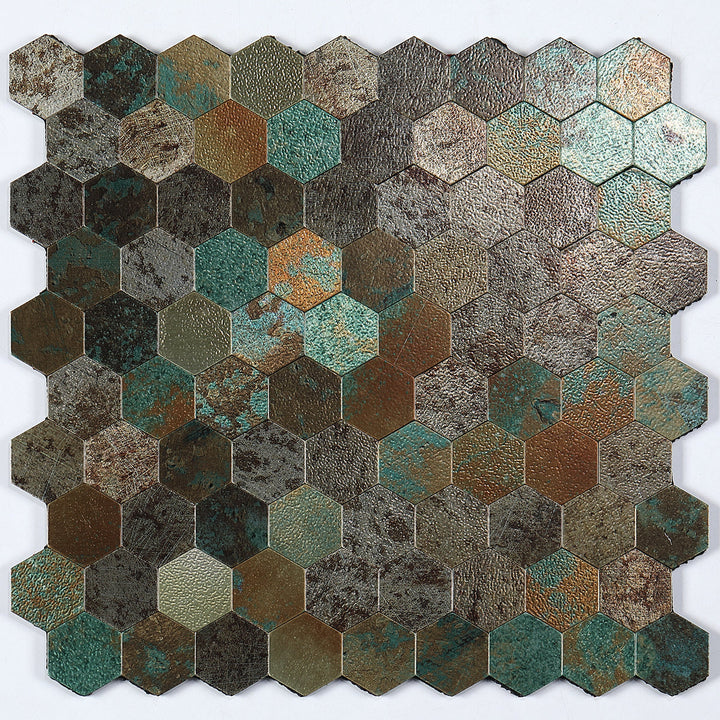 Moderne Peel & Stick metallmosaikkflis sekskant Peel & Stick T-baneflis