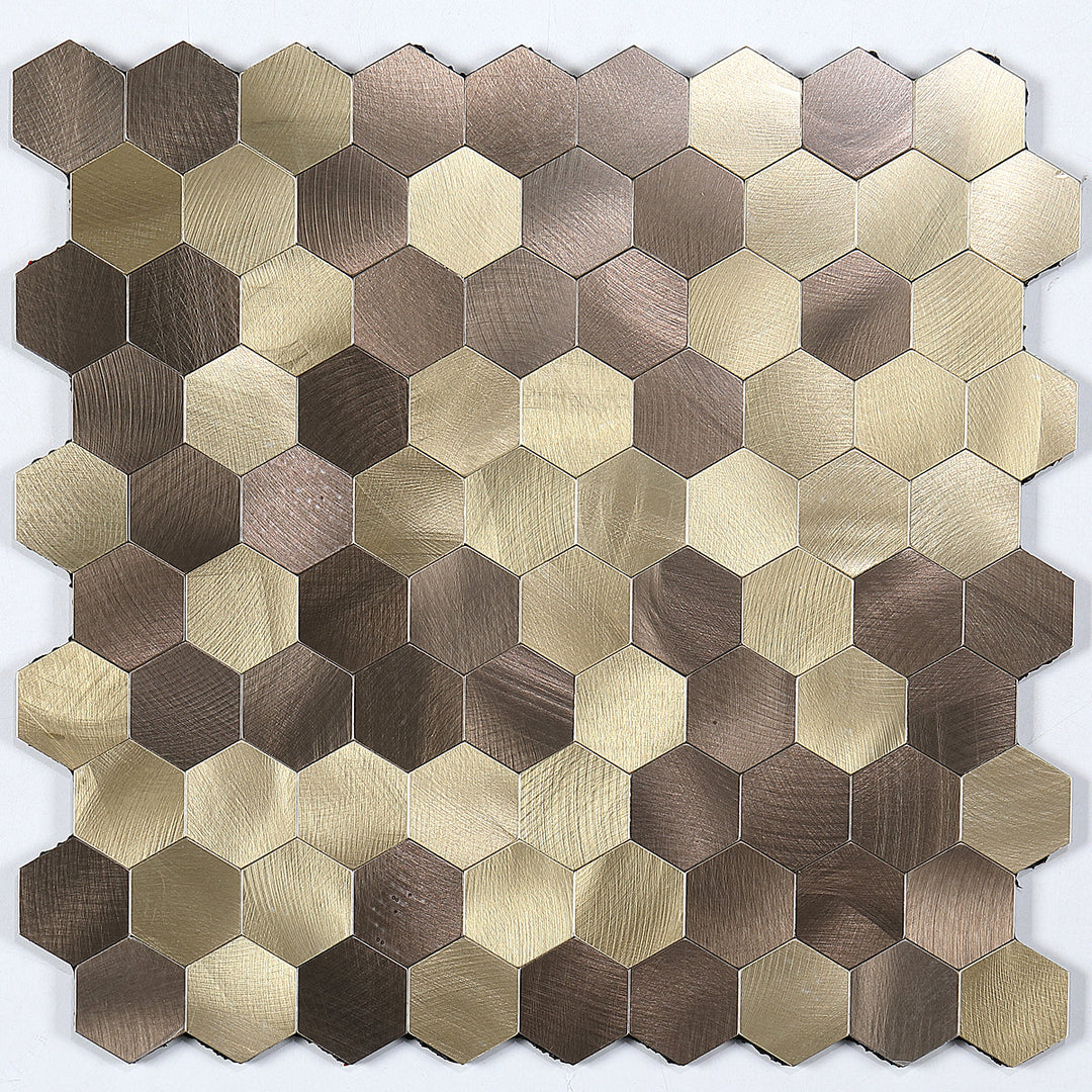 Moderne Peel & Stick metallmosaikkflis sekskant Peel & Stick T-baneflis