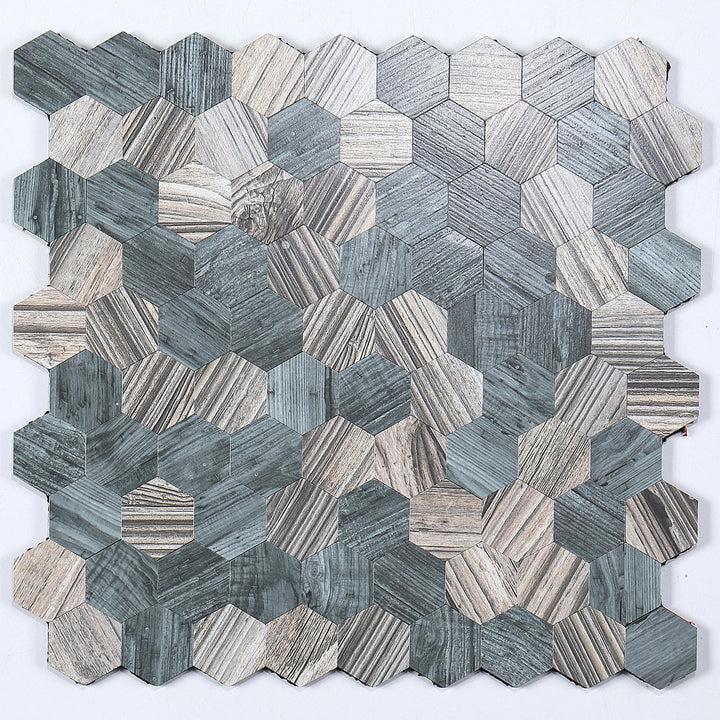 Moderne Peel & Stick metallmosaikkflis sekskant Peel & Stick T-baneflis