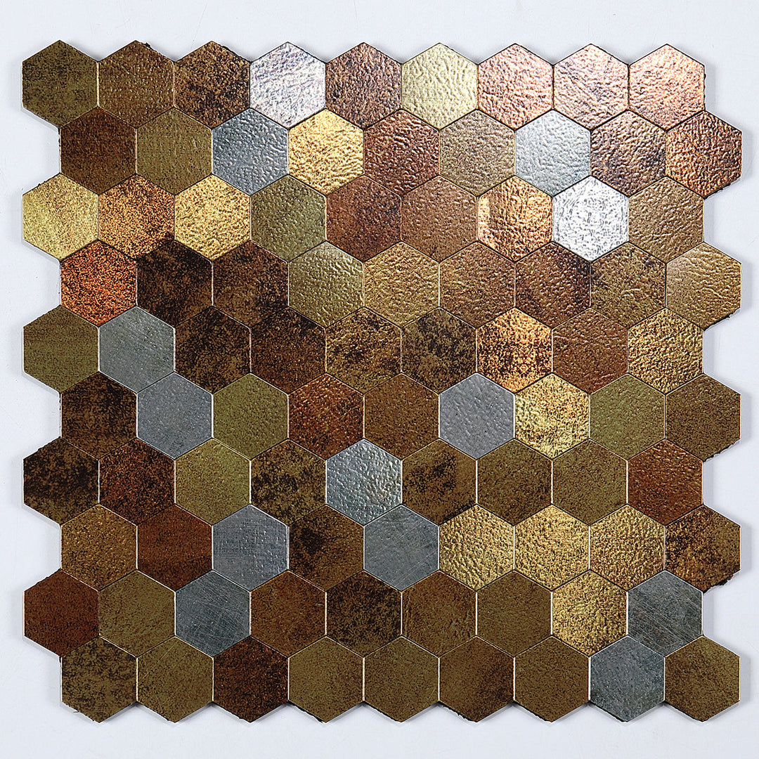 Moderne Peel & Stick metallmosaikkflis sekskant Peel & Stick T-baneflis